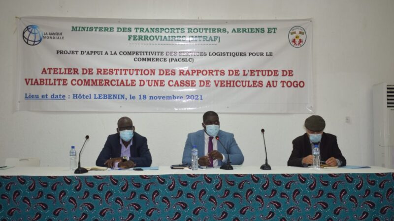 ATELIER DE RESTITUTION DES RAPPORTS DE L’ÉTUDE DE VIABILITÉ COMMERCIALE D’UNE CASSE DE VÉHICULES AU TOGO